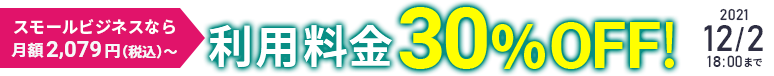 利用料金30%OFFキャンペーン! 12/2まで
